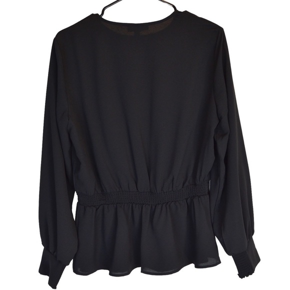 ALFANI Black Peplum Long‎ Sleeve Blouse, Medium NEW - Picture 6 of 7